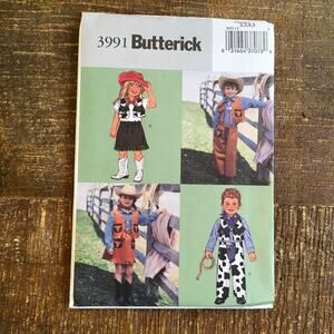 Butterick Sewing Pattern 3991 Toddler Costume Cowboy Cowgirl Woody Jessie UNCUT
